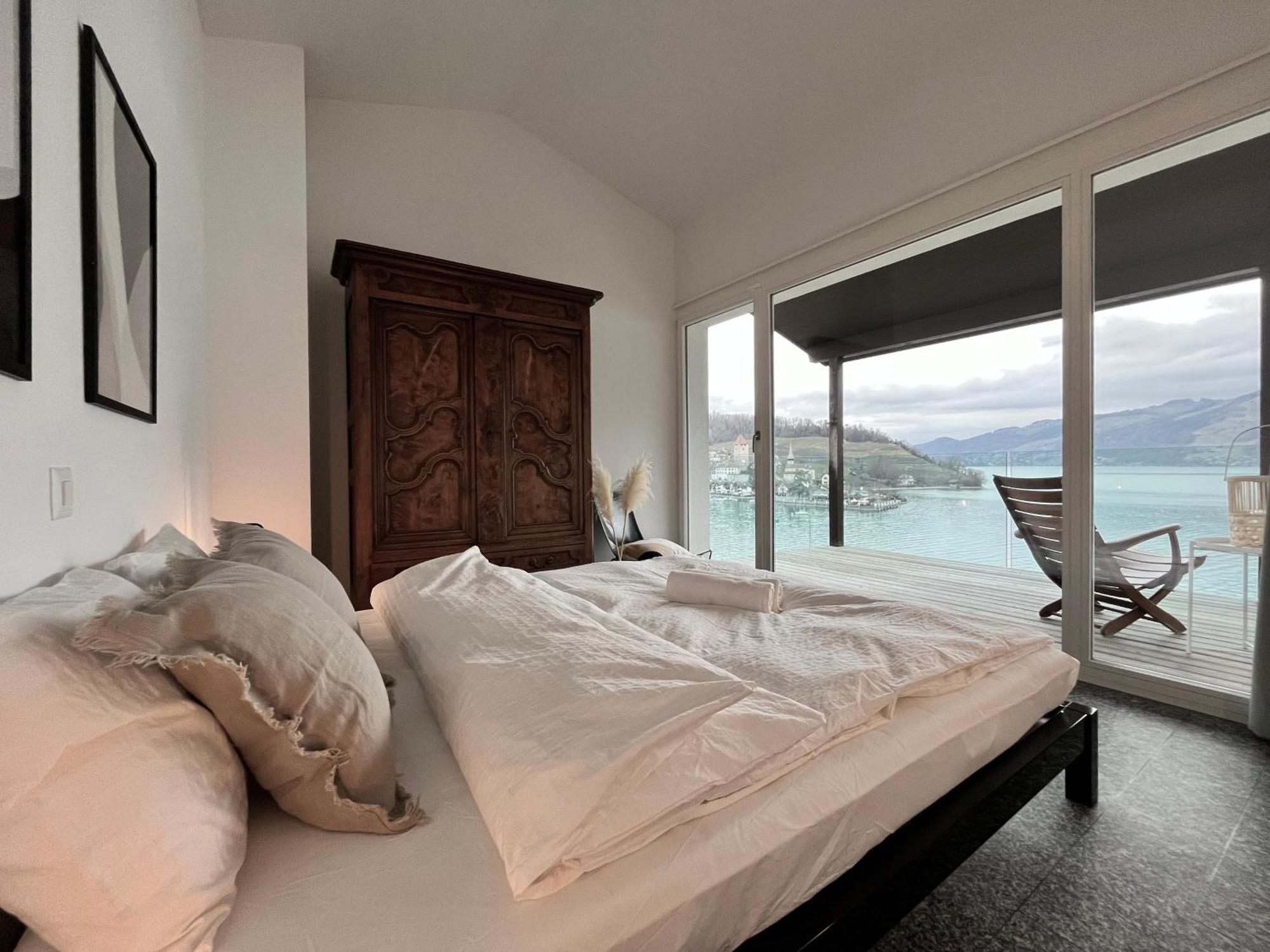Wohnung Mit Grossartiger Seesicht Und Balkon Spiez Exteriér fotografie