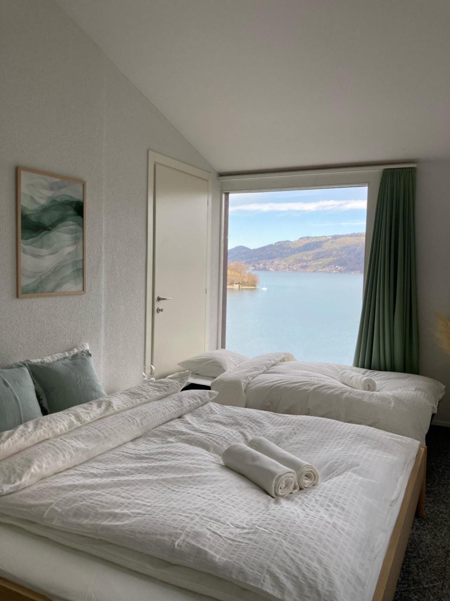 Wohnung Mit Grossartiger Seesicht Und Balkon Spiez Exteriér fotografie