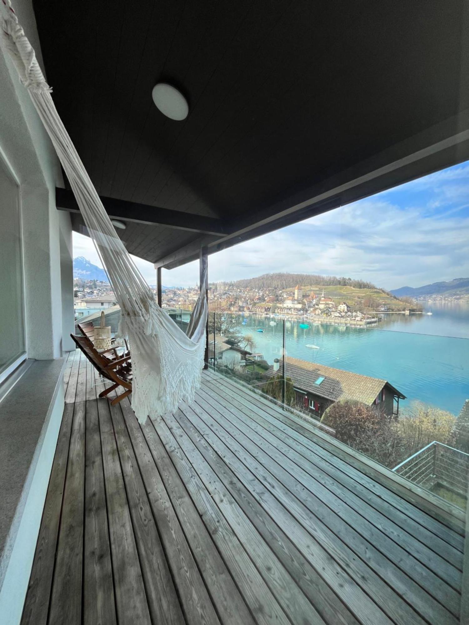 Wohnung Mit Grossartiger Seesicht Und Balkon Spiez Exteriér fotografie